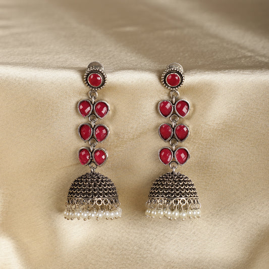 Ruby Drop Jhumkas