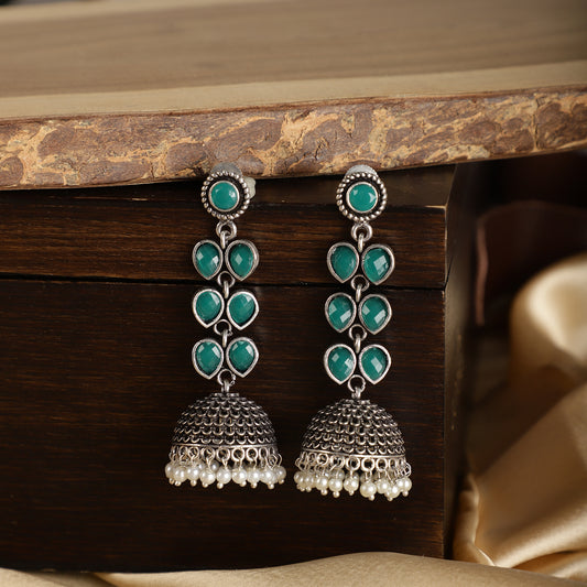 Emerald Green Drop Jhumkas