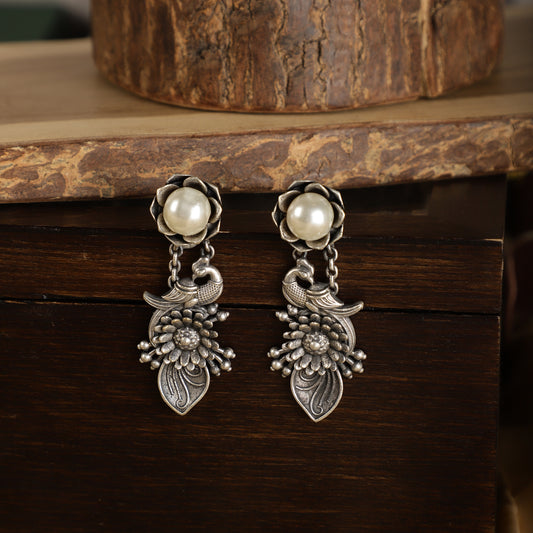 Silver pearl earrings