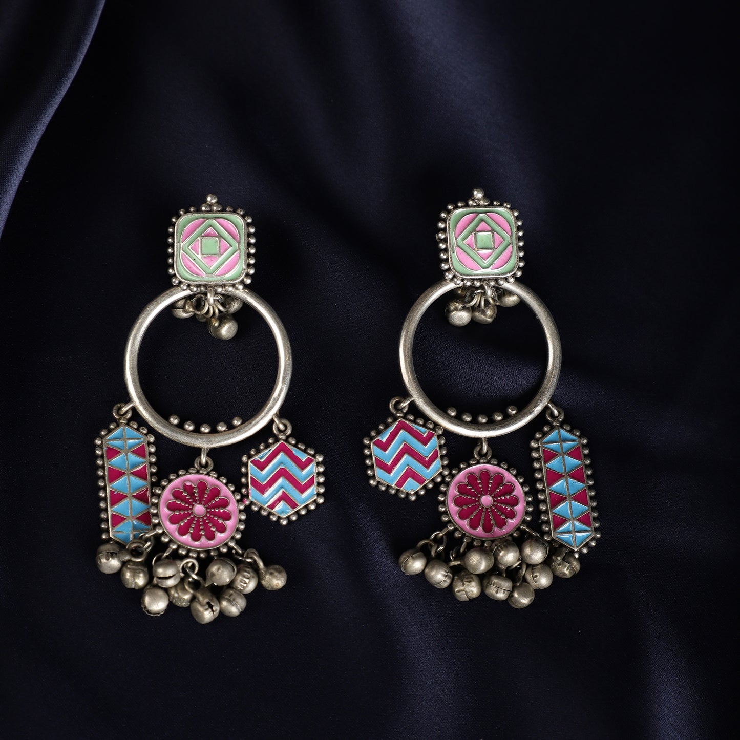 Enameled Fusion Drop Earrings - Multicolour Close-up - Spring Soul