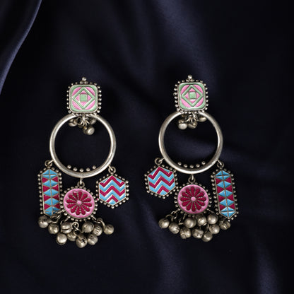 Enameled Fusion Drop Earrings - Multicolour Close-up - Spring Soul