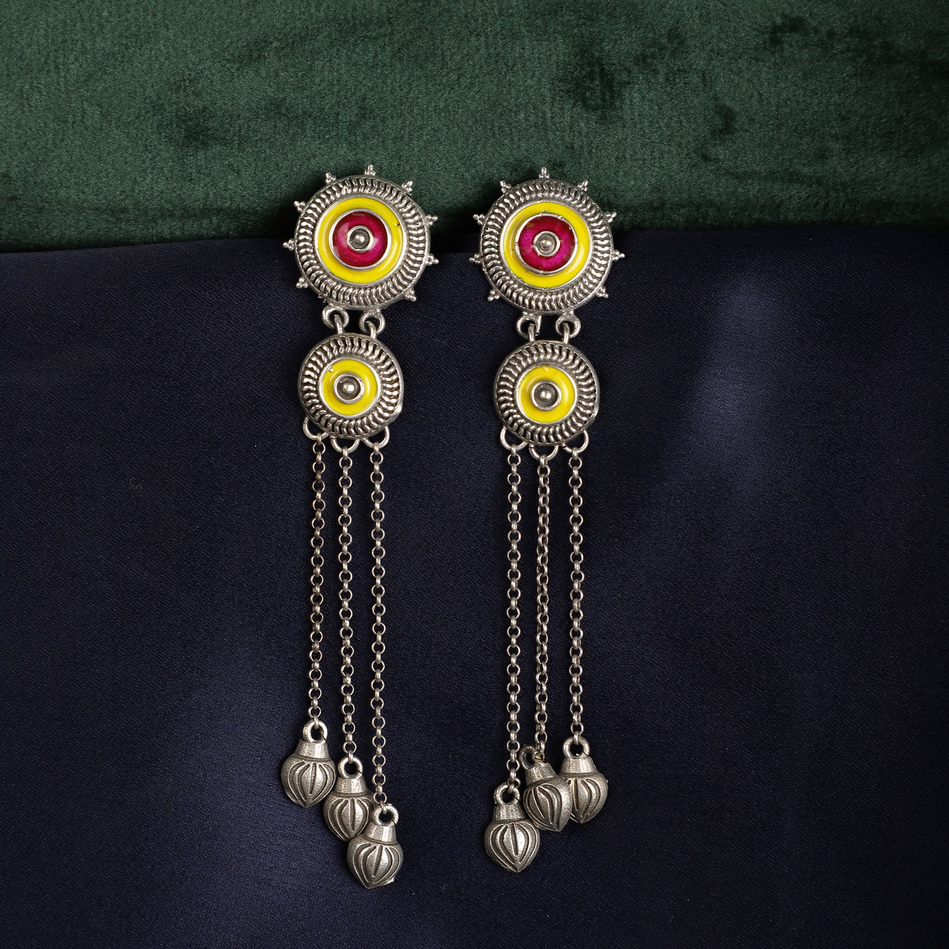 Sunshine Enamel Drop Earrings - Yellow and Pink - Spring Soul