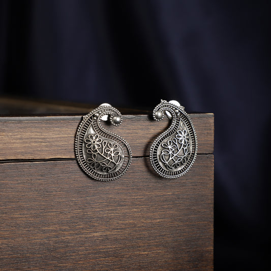 Oxidized Paisley Floral Studs