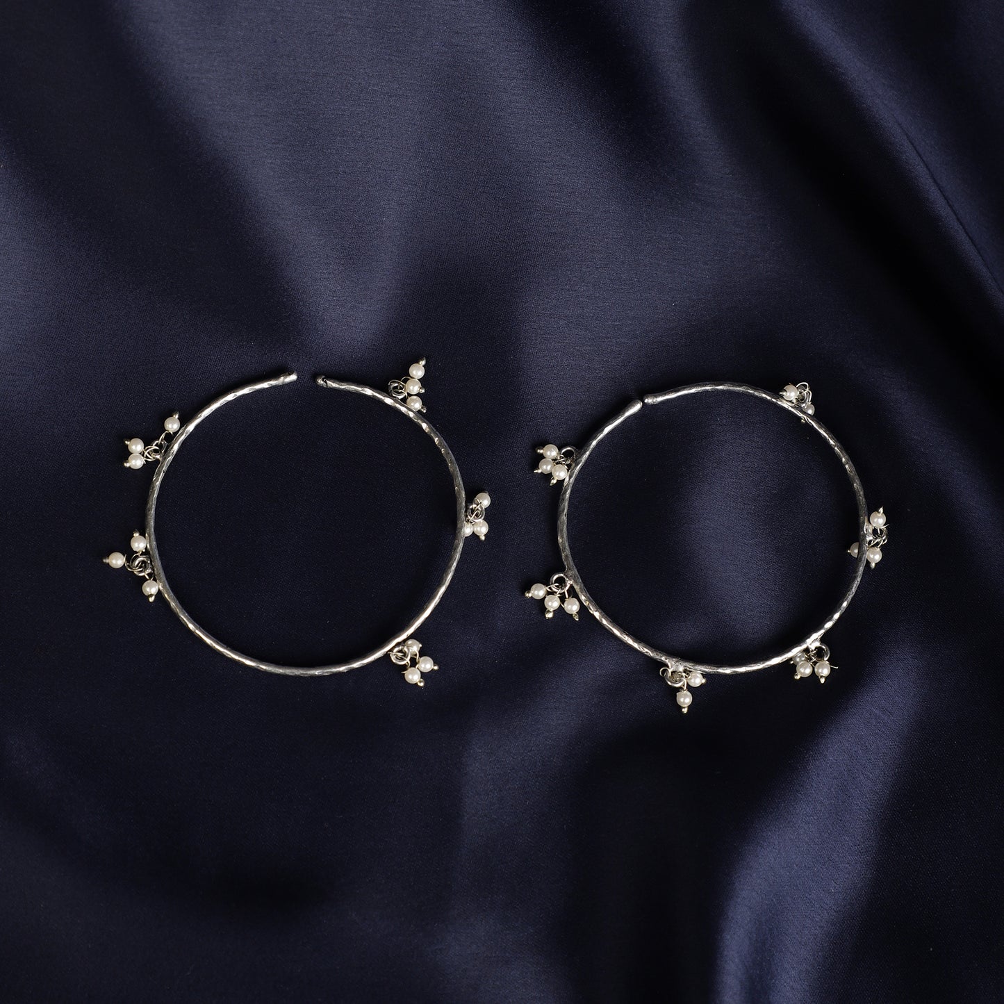 Silver pearl bangles- set of 2