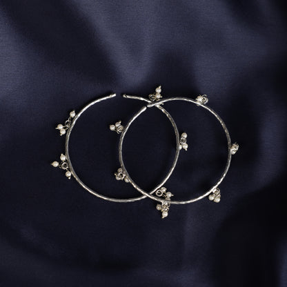 Silver pearl bangles- set of 2