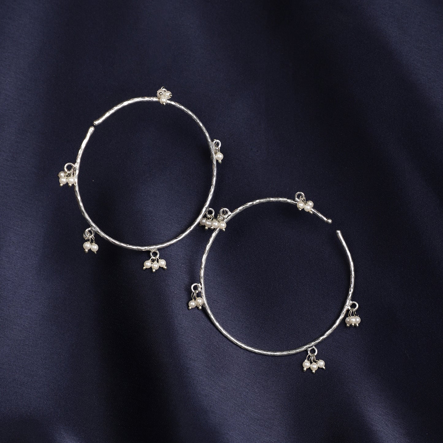 Silver pearl bangles- set of 2