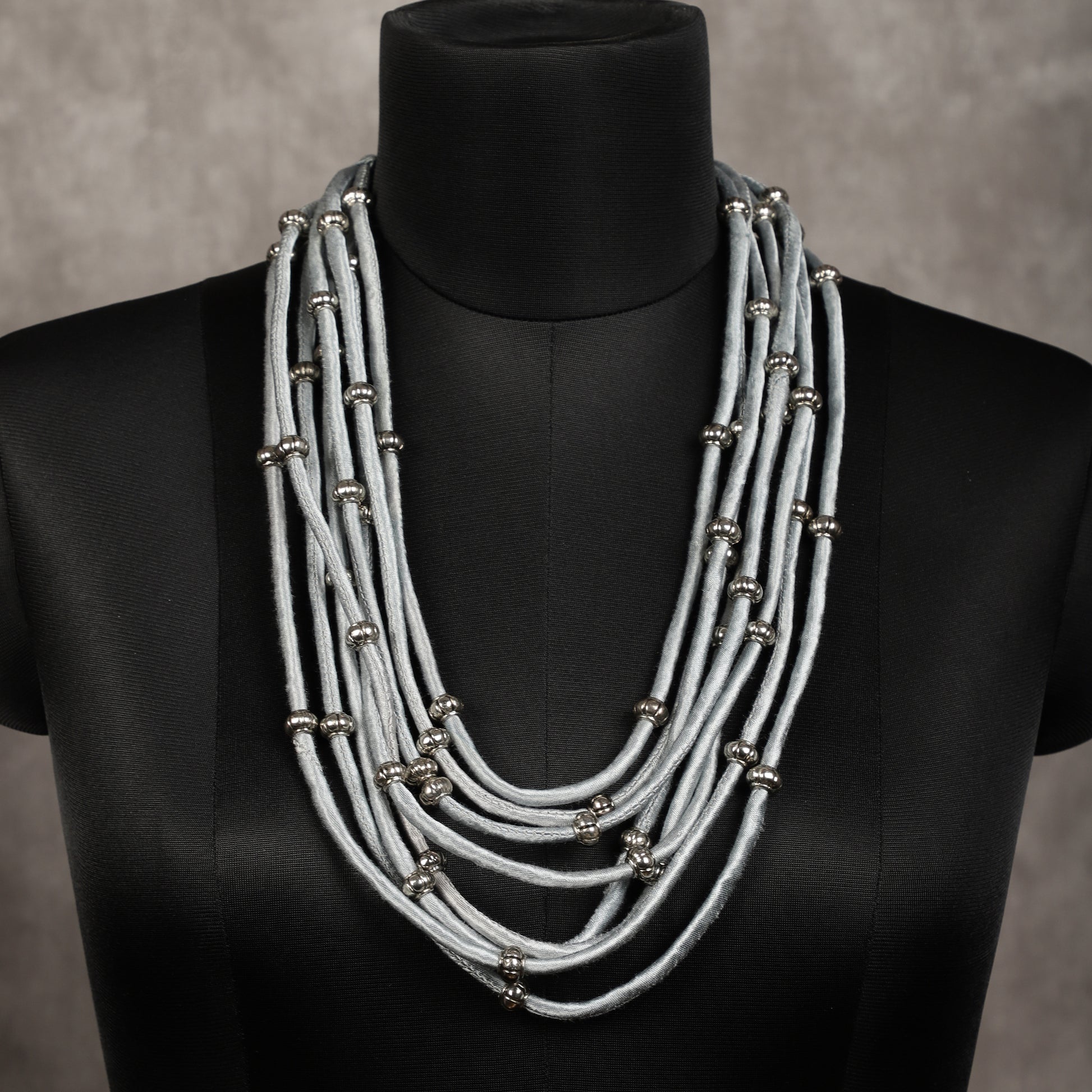 Handmade silver mashru beaded necklace - Spring Soul