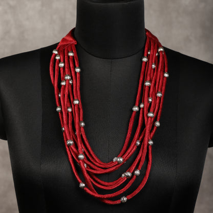 Layered Fabric Beaded Strings in mashru