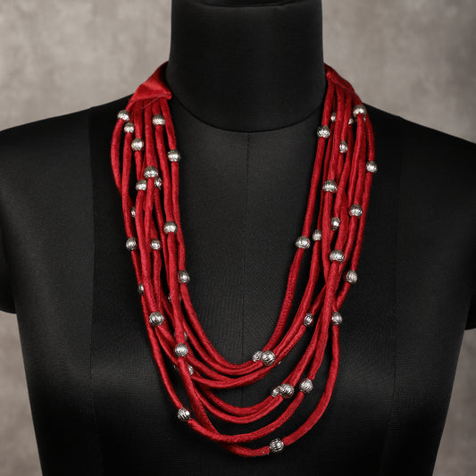 Layered Fabric Beaded Strings in mashru