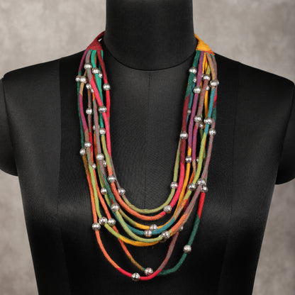 Layered Fabric Beaded Strings in cotton
