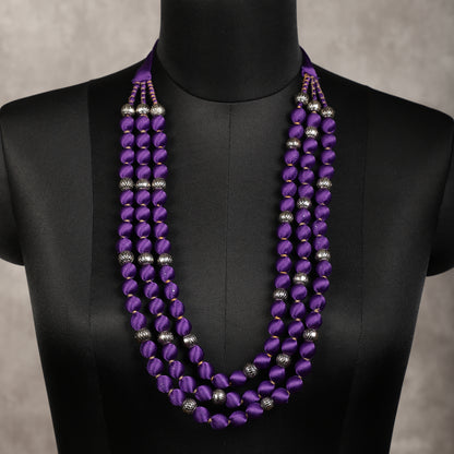 Purple satin necklace close-up - Spring Soul