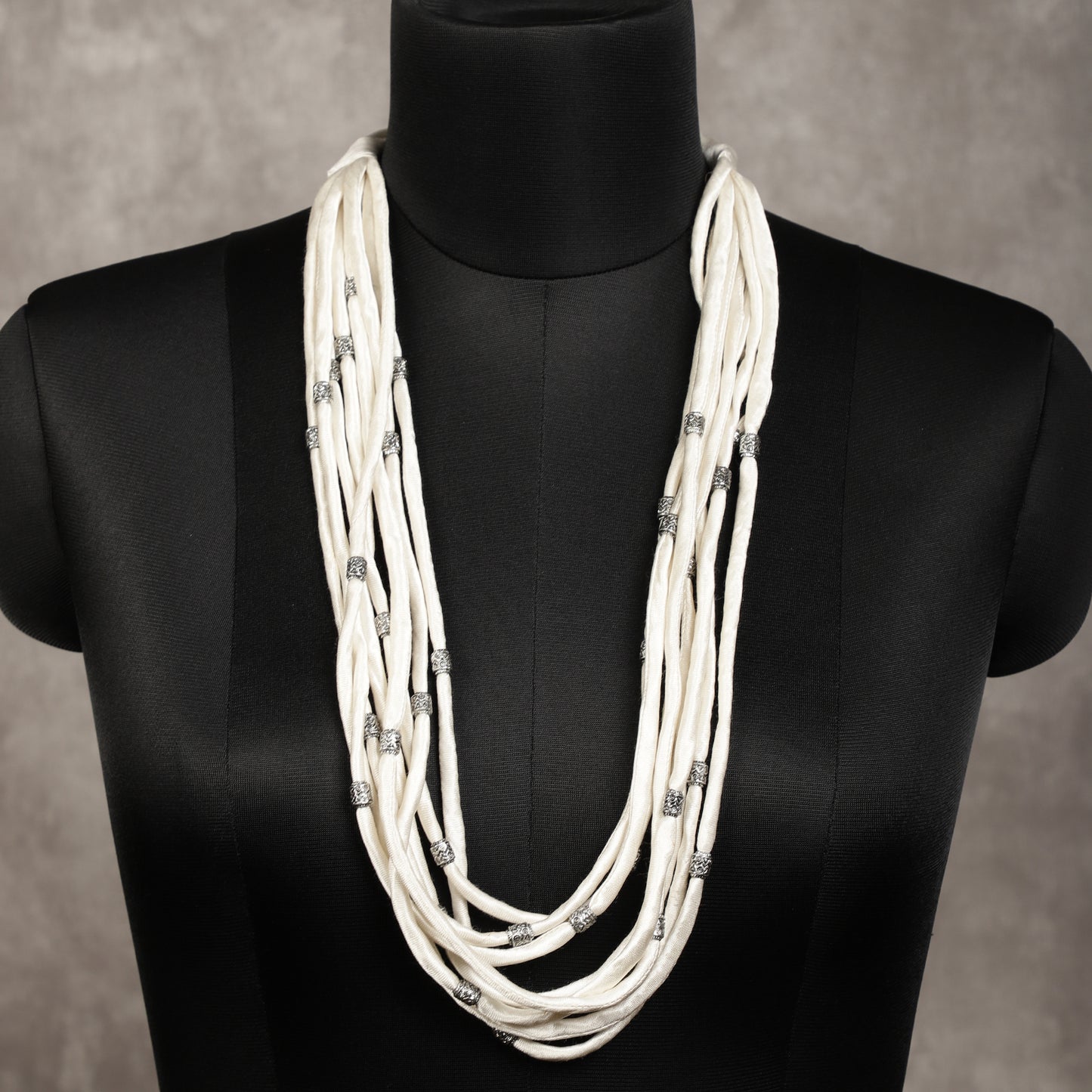 Handmade white satin beaded necklace - Spring Soul