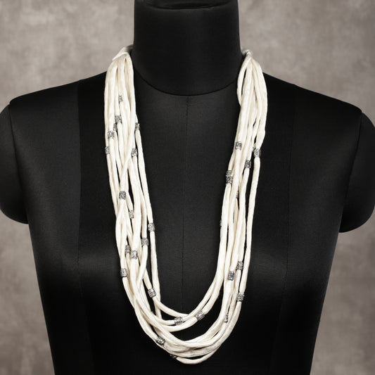 Layered Fabric Beaded Strings in satin