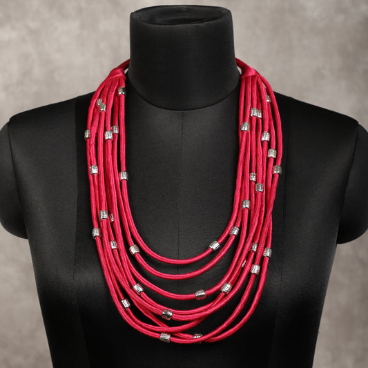 Layered Fabric Beaded Strings in mashru