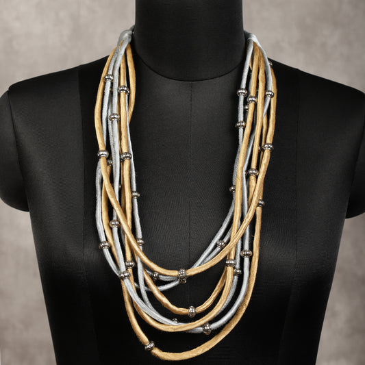 Layered Fabric Beaded Strings in mashru