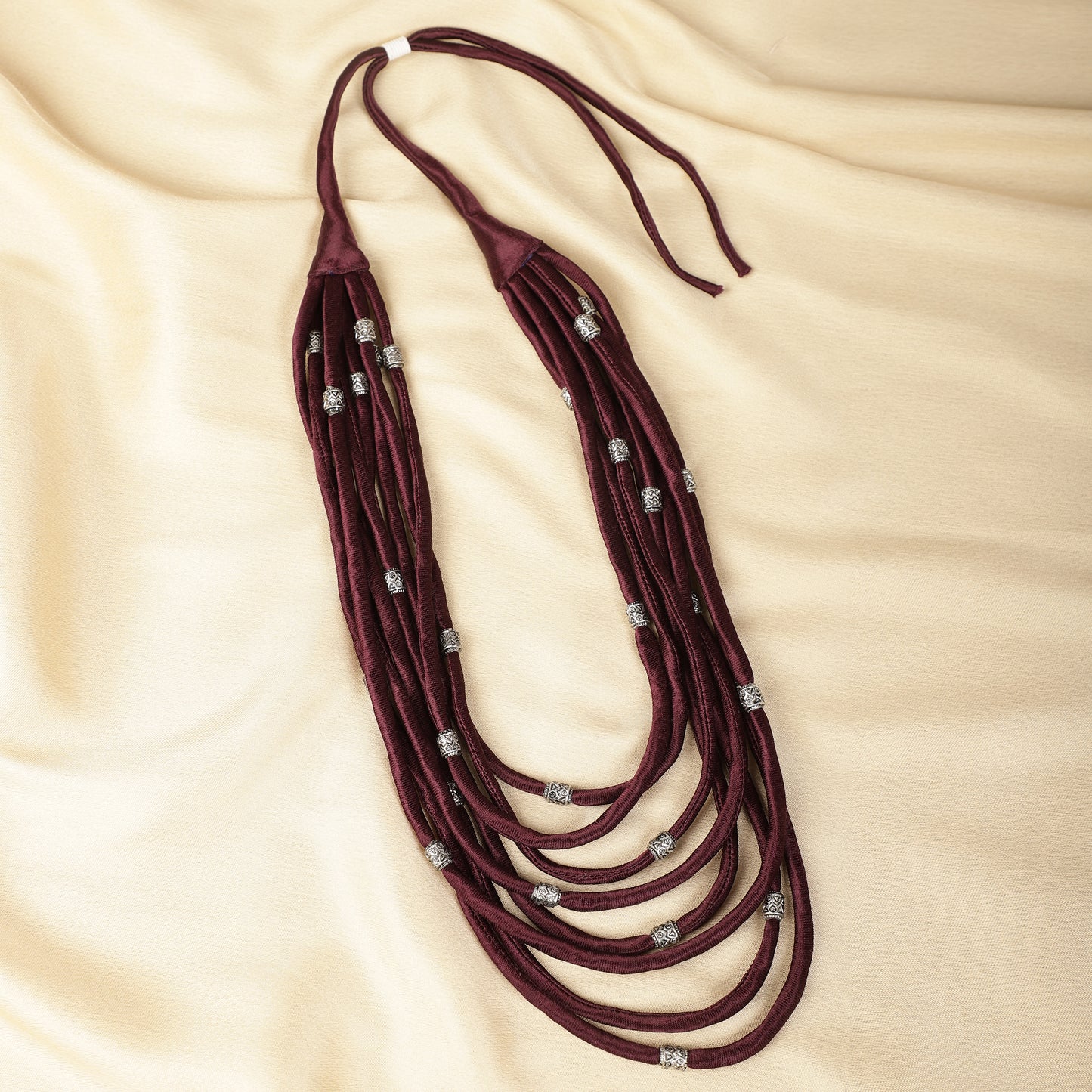 Layered Fabric Beaded Strings in mashru