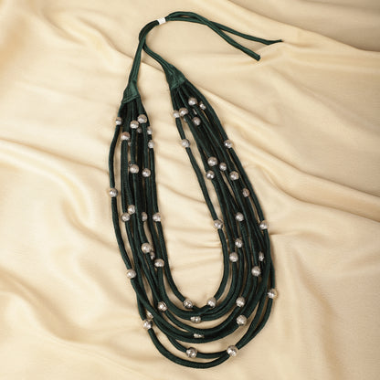 Layered Fabric Beaded Strings in mashru