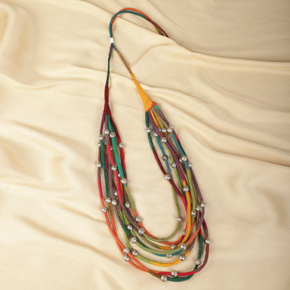 Layered Fabric Beaded Strings in cotton