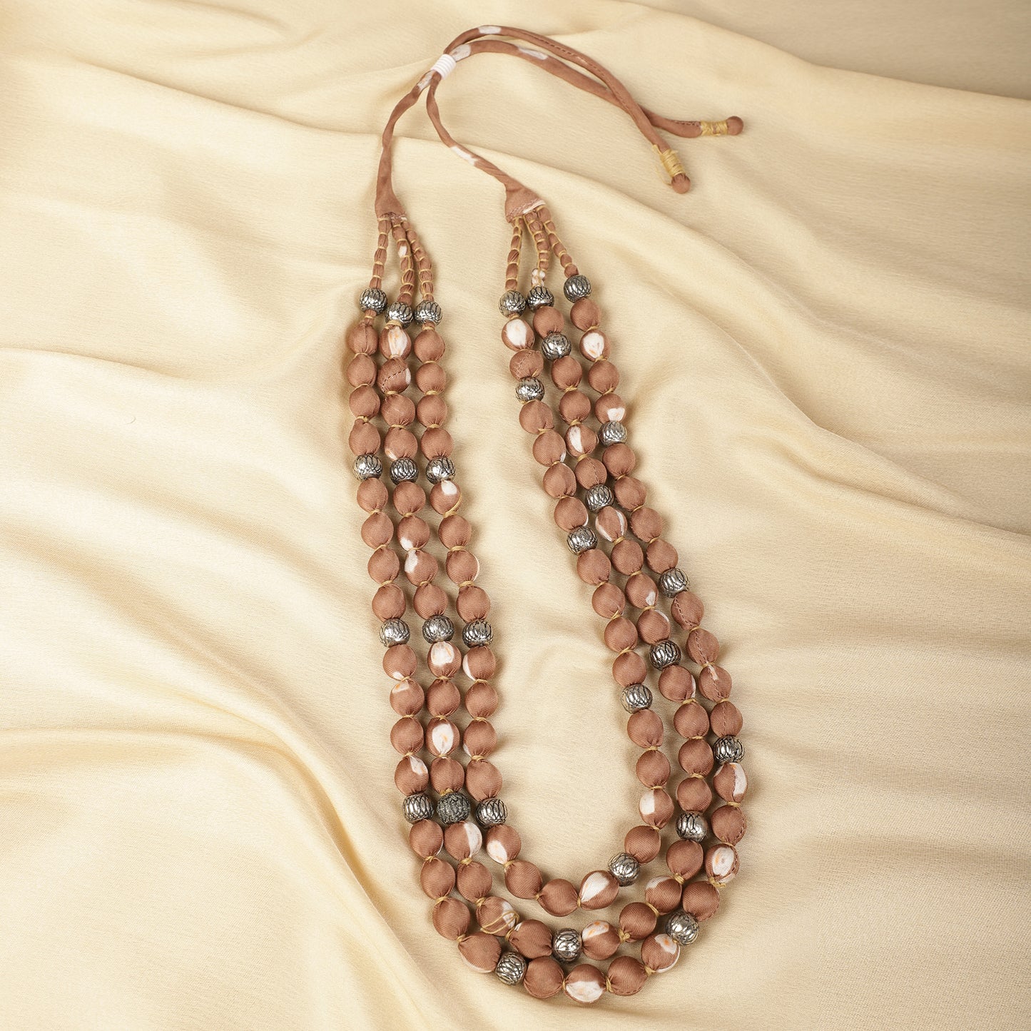 Beige modal silk necklace close-up - Spring Soul