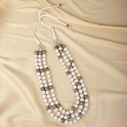 White satin necklace close-up - Spring Soul