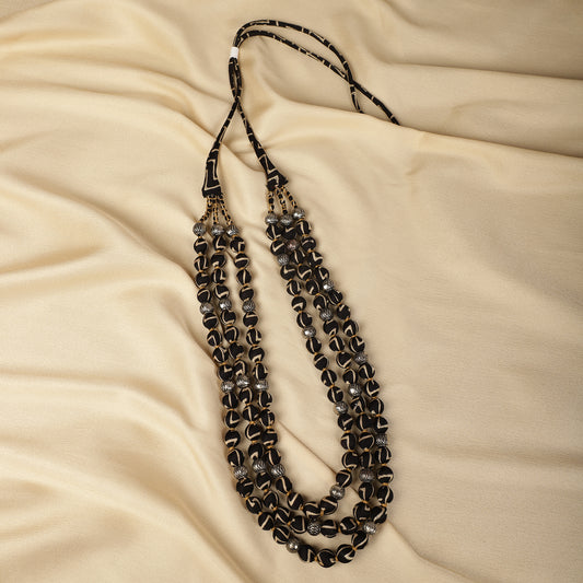 3 layer fabric beaded necklace in modal