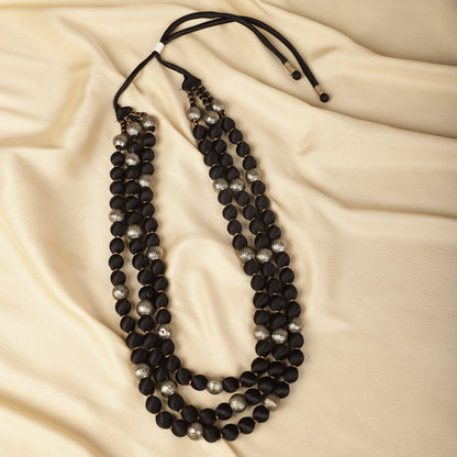 3 layer fabric beaded necklace in modal