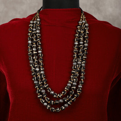 Black modal silk necklace close-up - Spring Soul