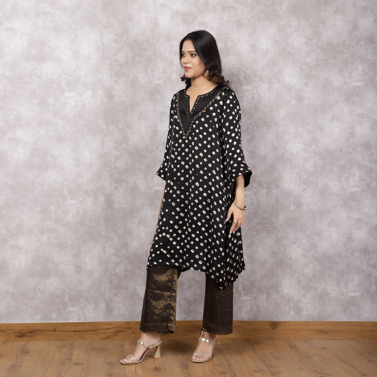 Black Bandhani Mirrorwork Suit Set