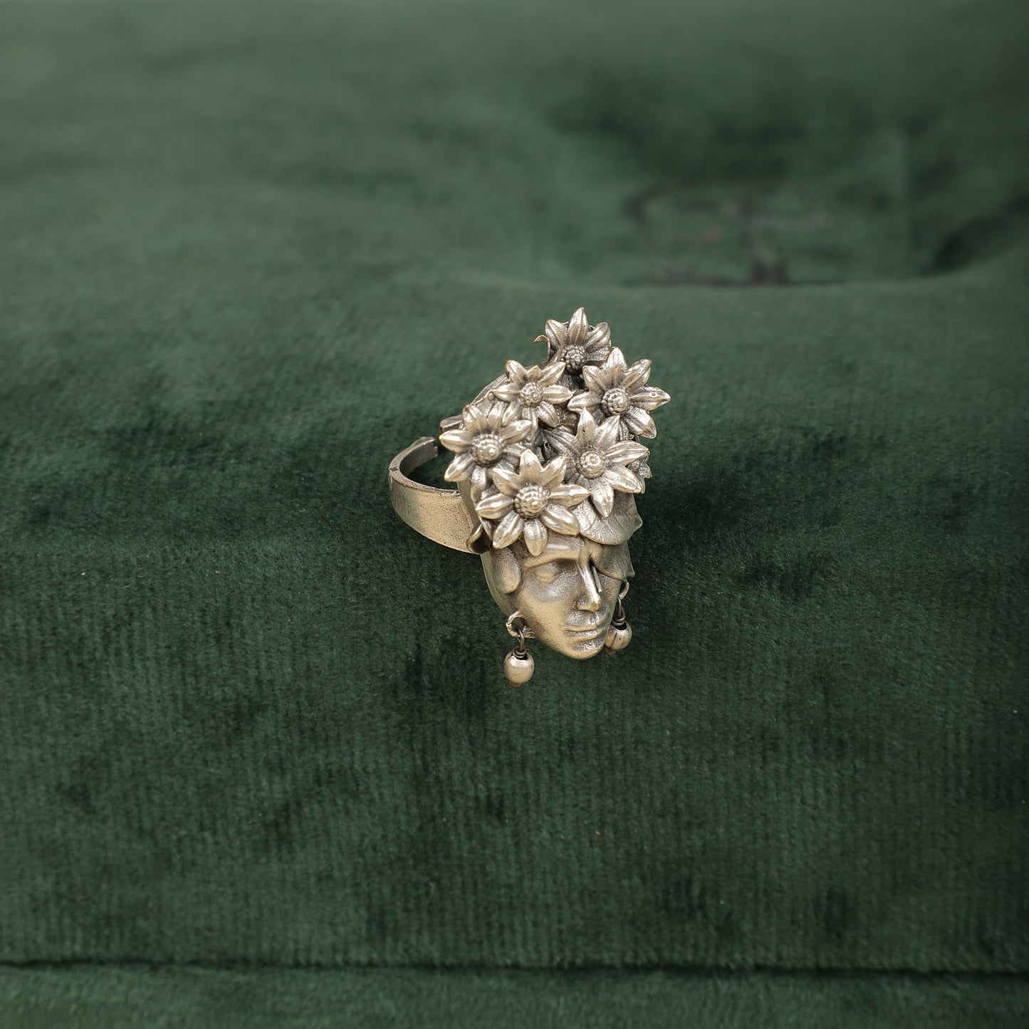 Oxidized floral goddess ring - Spring Soul