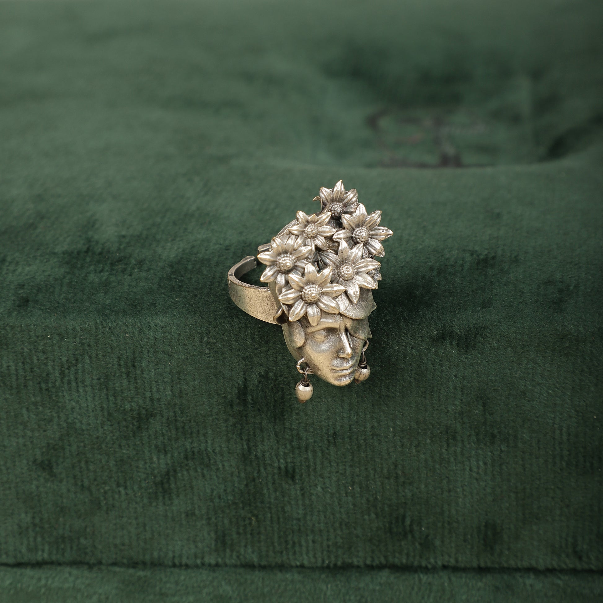 Oxidized floral goddess ring - Spring Soul