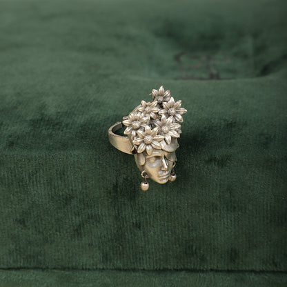 Oxidized floral goddess ring - Spring Soul