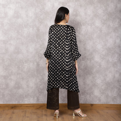 Black Bandhani Mirrorwork Suit Set