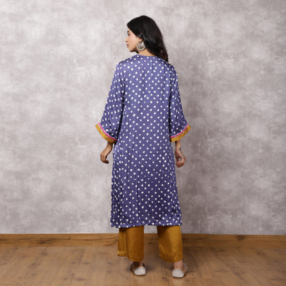 Grey Bandhani Hand Embroidered Suit Set