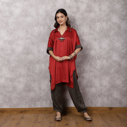 Rust Red Modal Kaftan Kurta Set