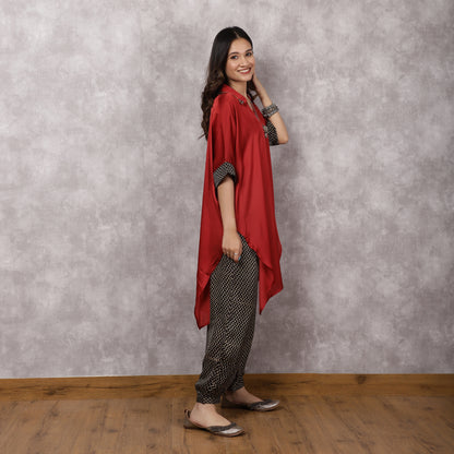 Rust Red Modal Kaftan Kurta Set