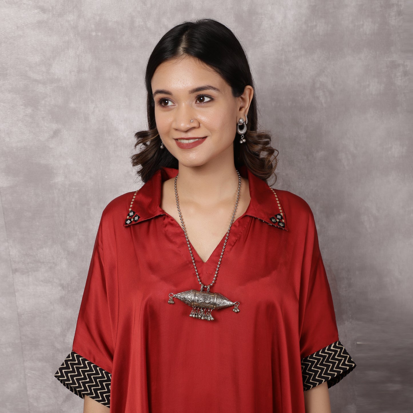 Rust Red Modal Kaftan Kurta Set