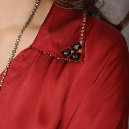 Rust Red Modal Kaftan Kurta Set