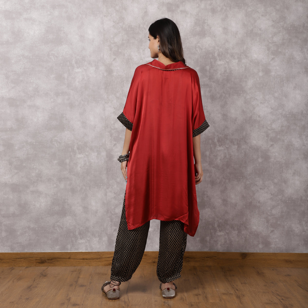 Rust Red Modal Kaftan Kurta Set