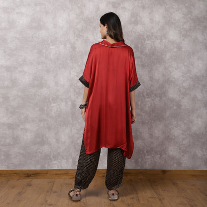 Rust Red Modal Kaftan Kurta Set