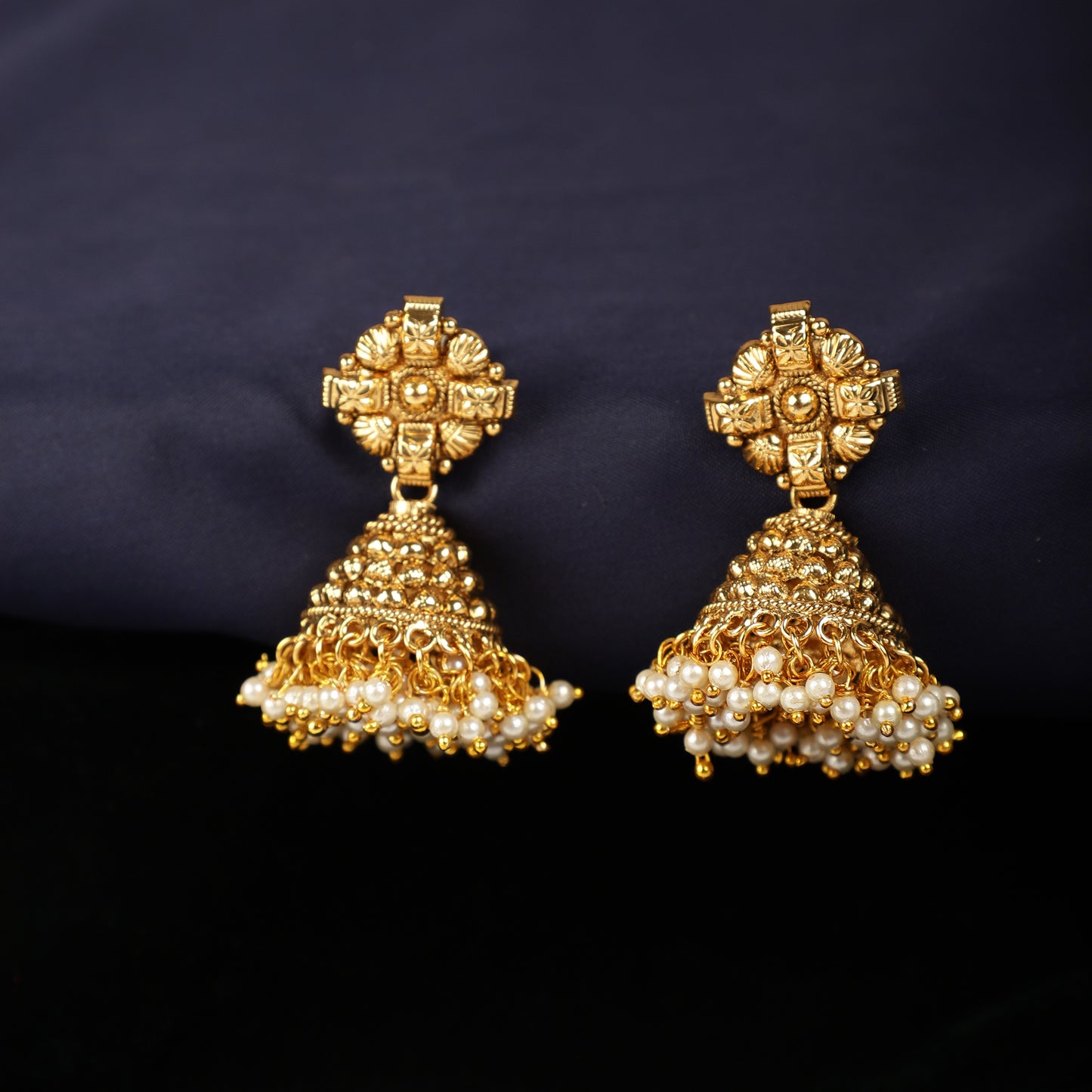 Floral Pearl Jhumkas