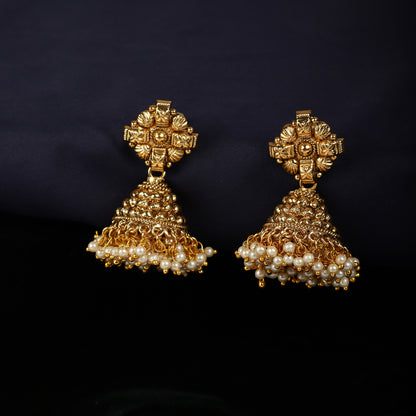 Floral Pearl Jhumkas