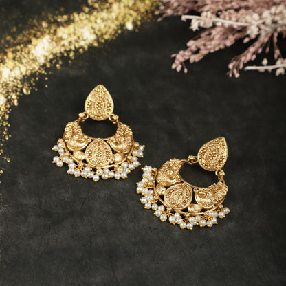 Antique Gold Peacock Chandbali