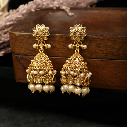Golden Filigree Petal Jhumkas