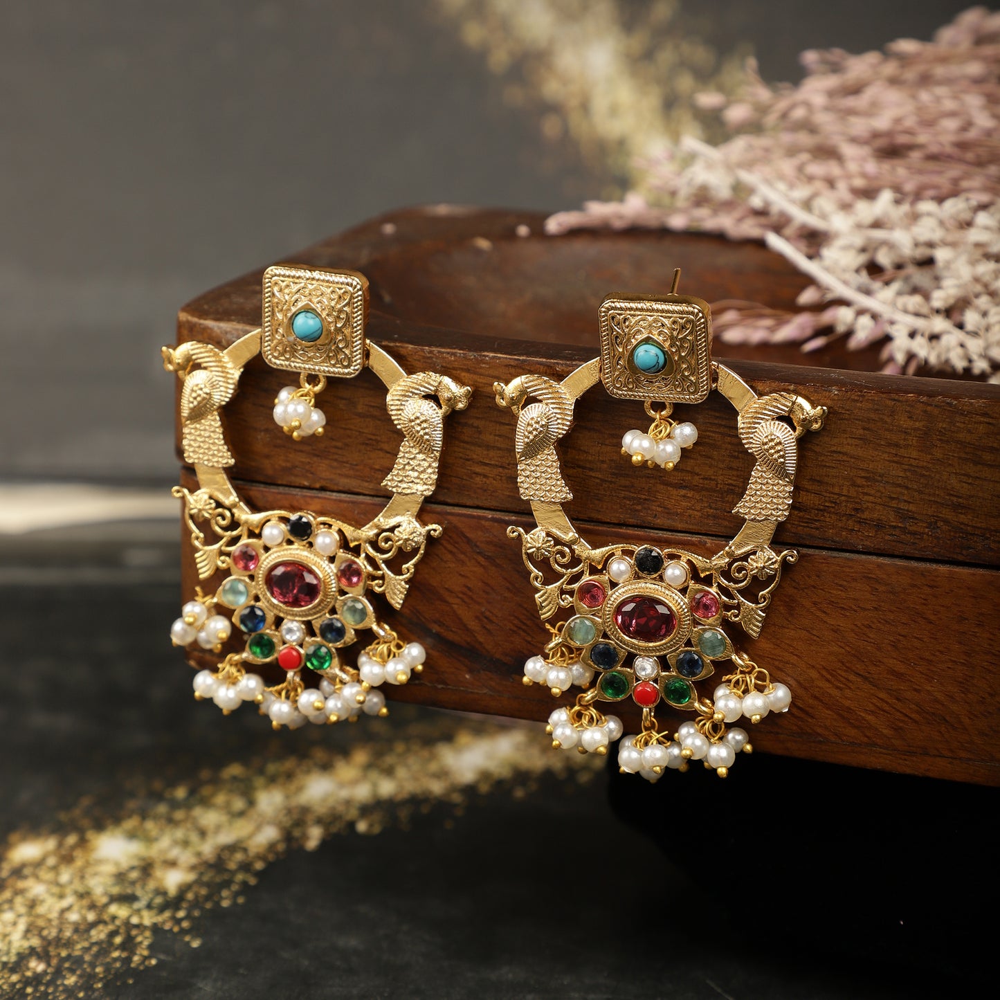 Regal Peacock Temple Chandbali