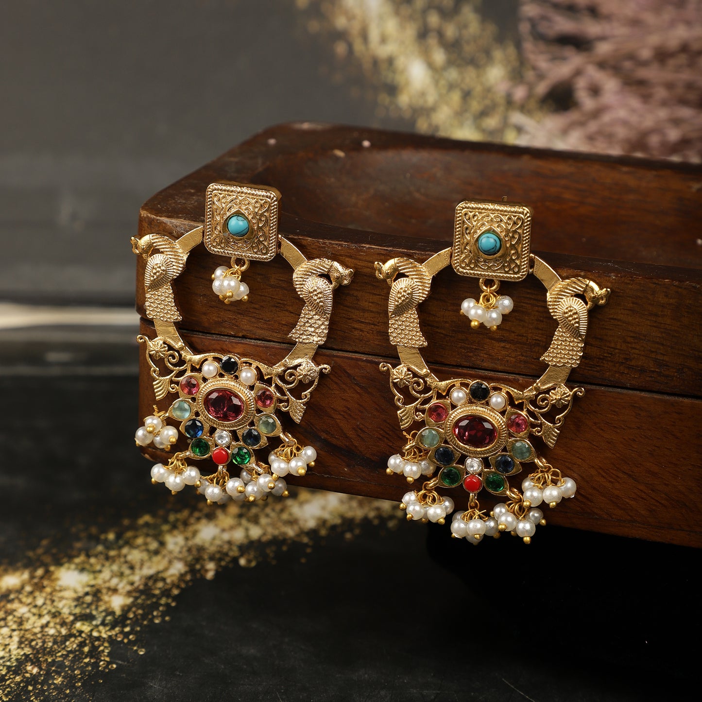 Regal Peacock Temple Chandbali