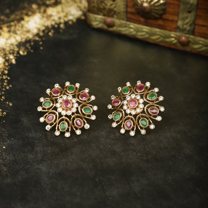 Gold-Toned Multi-Stone Earrings