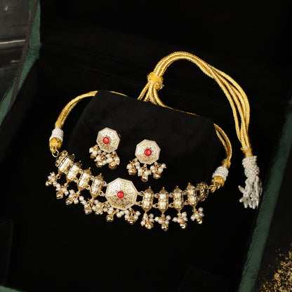 Gold Octagon Choker Set