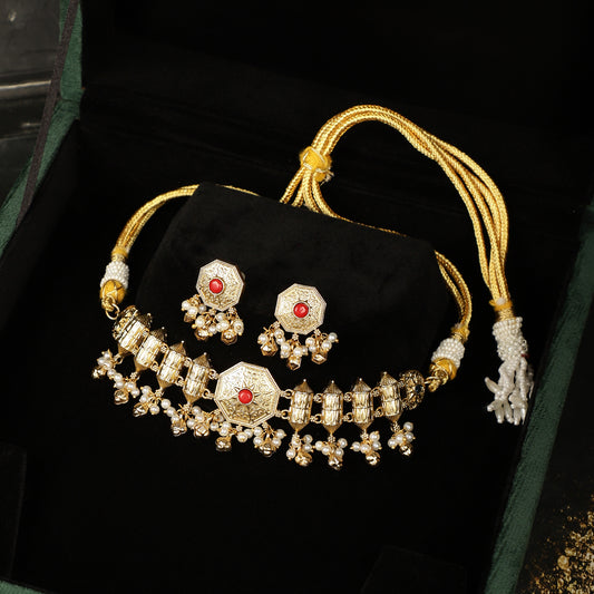 Gold Octagon Choker Set