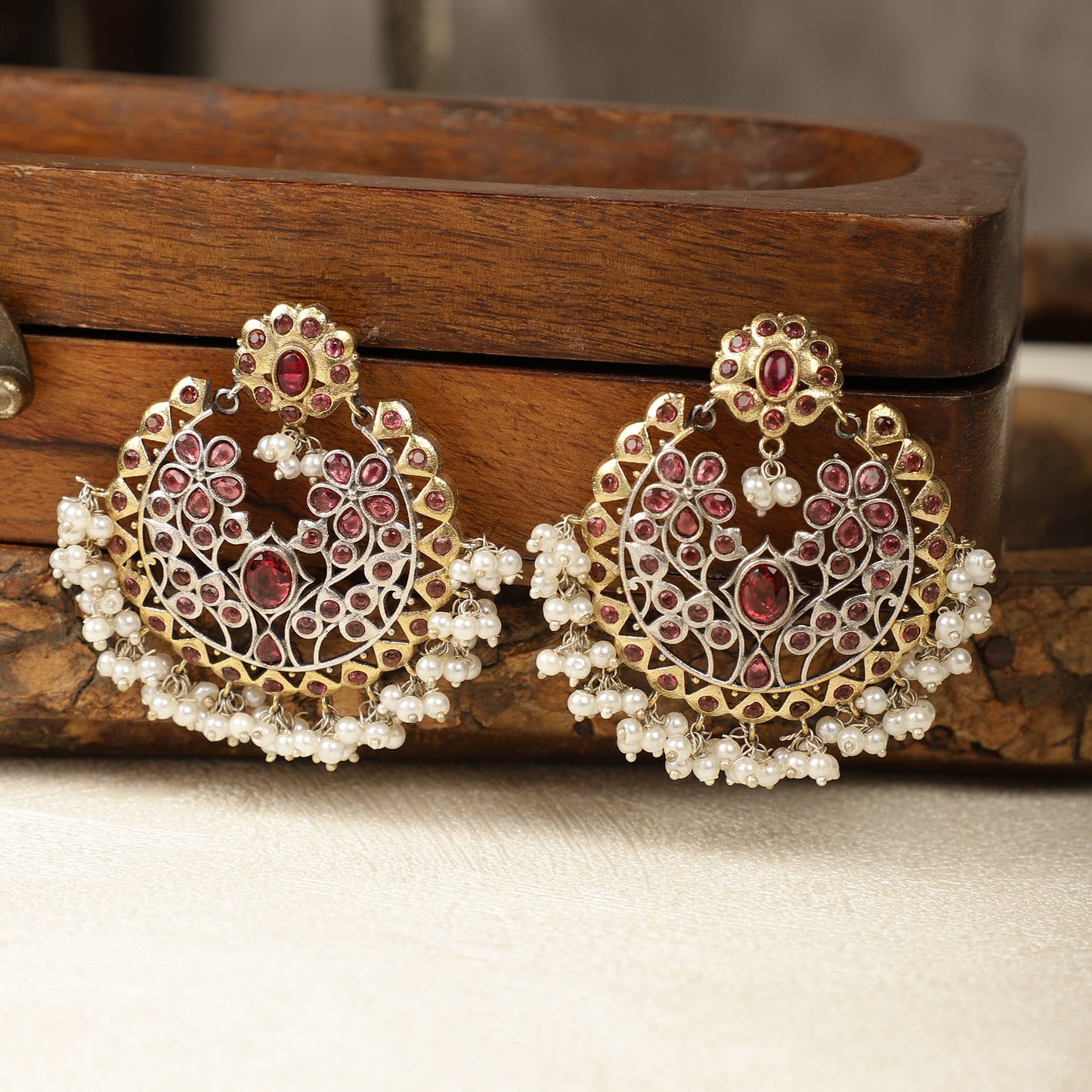 Ruby Filigree Earrings