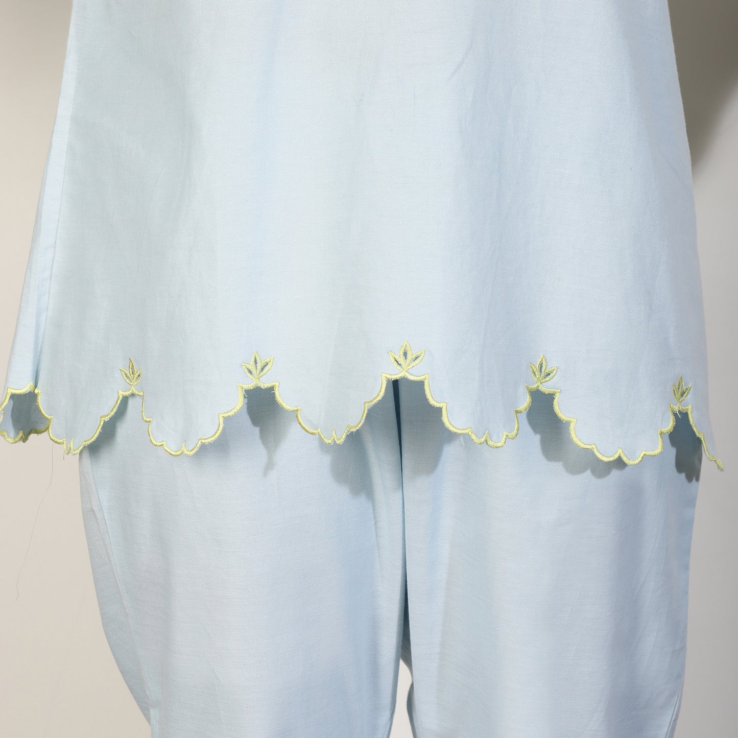 Blue Chambray Cotton Co-ord with embroidery